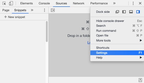 Google Chrome DevTools settings