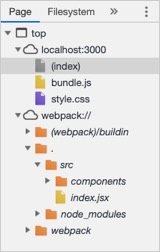 Google Chrome DevTools files with source map